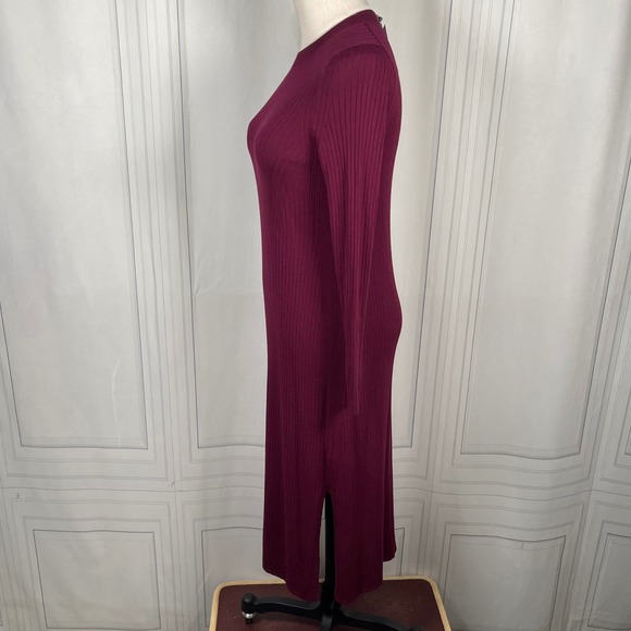 NWT Banana Republic Petite XS Ribbed Knit Midi Dress Burgundy Long Sleeve‎ - Picture 8 of 12